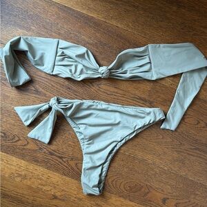 Tan Lines by Sivan Ayla - Olive Green Bikini Set (small top/medium bottom)